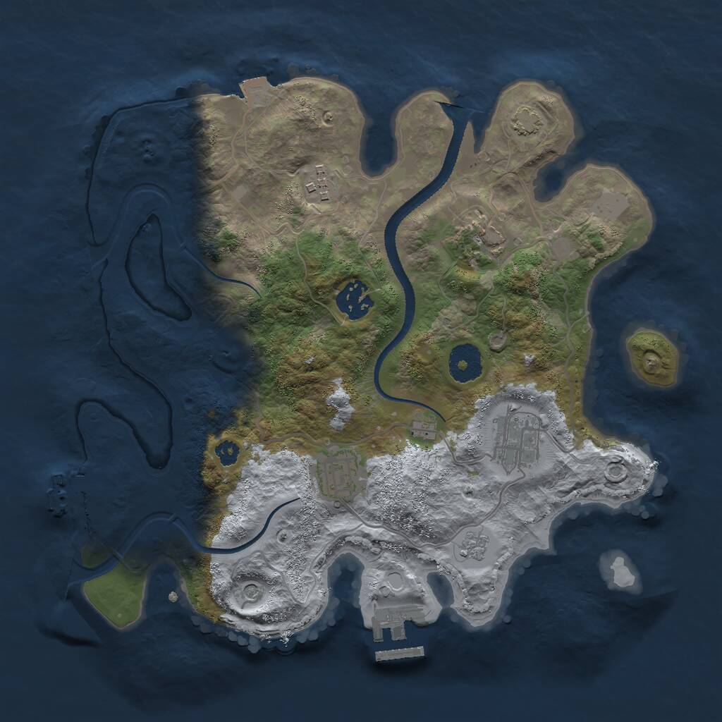Rust Map: Procedural Map, Size: 3000, Seed: 446724523, 11 Monuments
