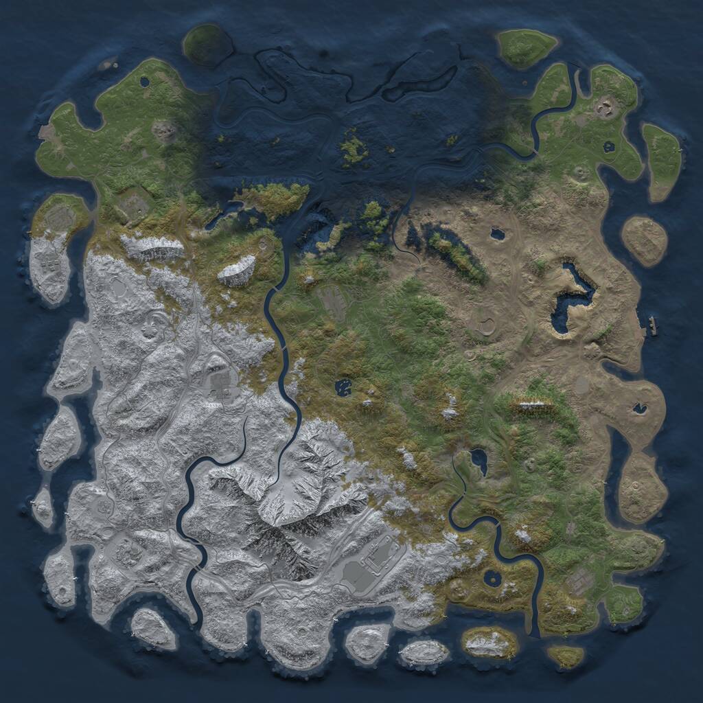 Rust Map: Procedural Map, Size: 6000, Seed: 1909, 17 Monuments