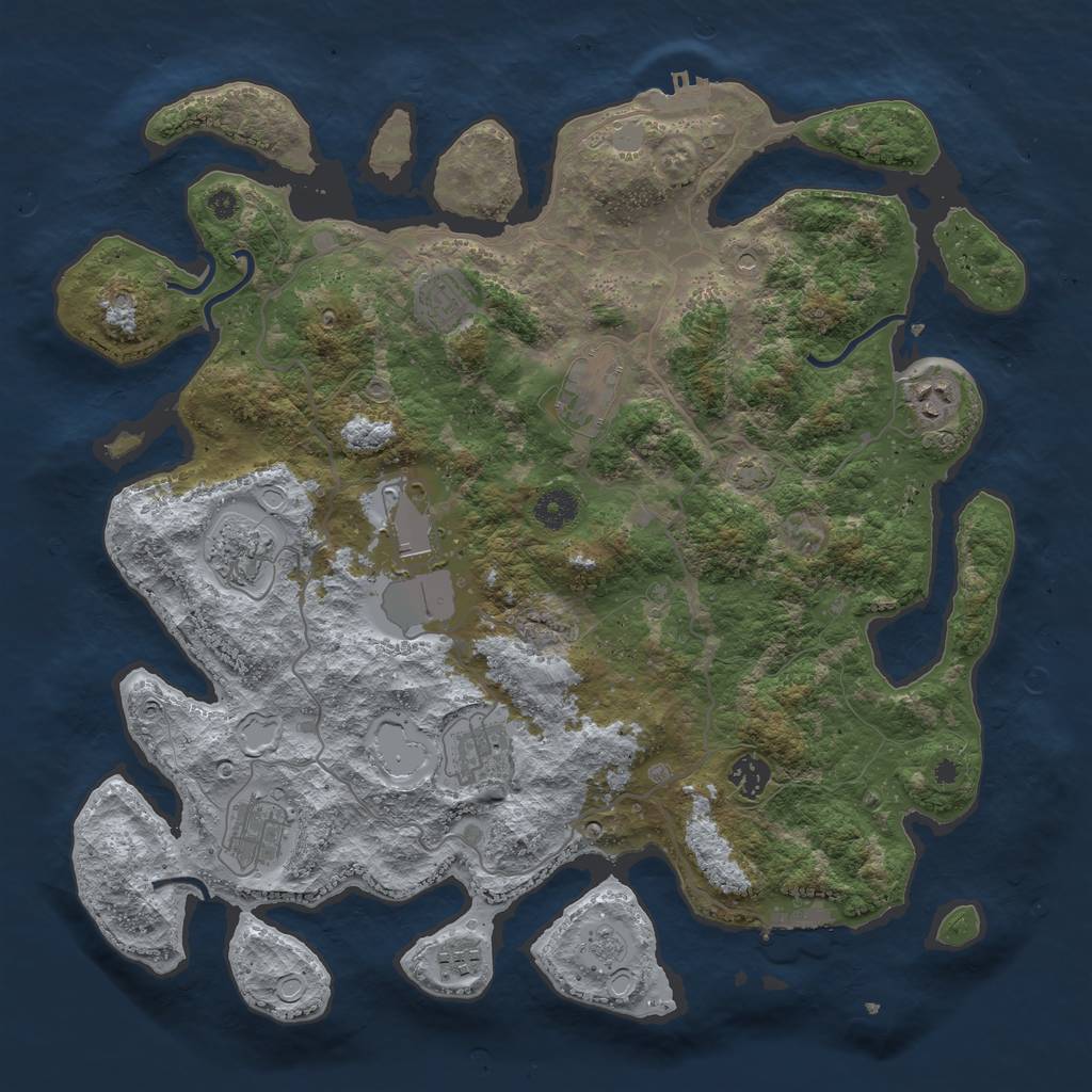 Rust Map: Procedural Map, Size: 4000, Seed: 591823, 17 Monuments