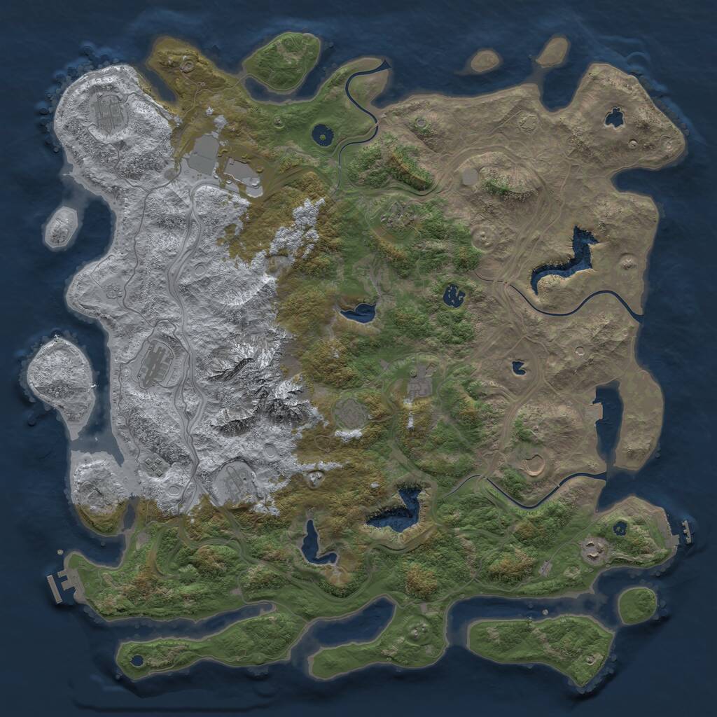 Rust Map: Procedural Map, Size: 5000, Seed: 47910, 17 Monuments