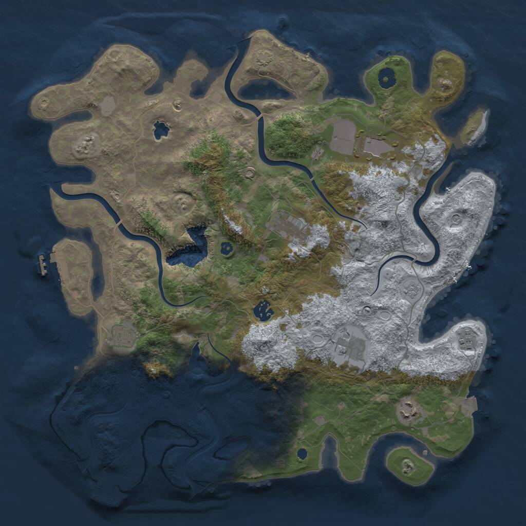 Rust Map: Procedural Map, Size: 4050, Seed: 1426875607, 13 Monuments