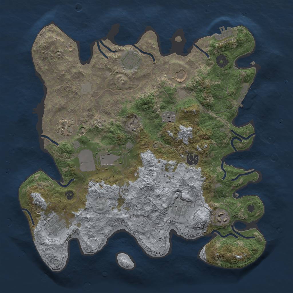 Rust Map: Procedural Map, Size: 3500, Seed: 850808942, 16 Monuments