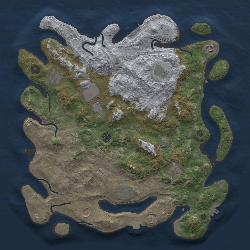 Rust Map: Procedural Map, Size: 4000, Seed: 1272690335, 18 Monuments