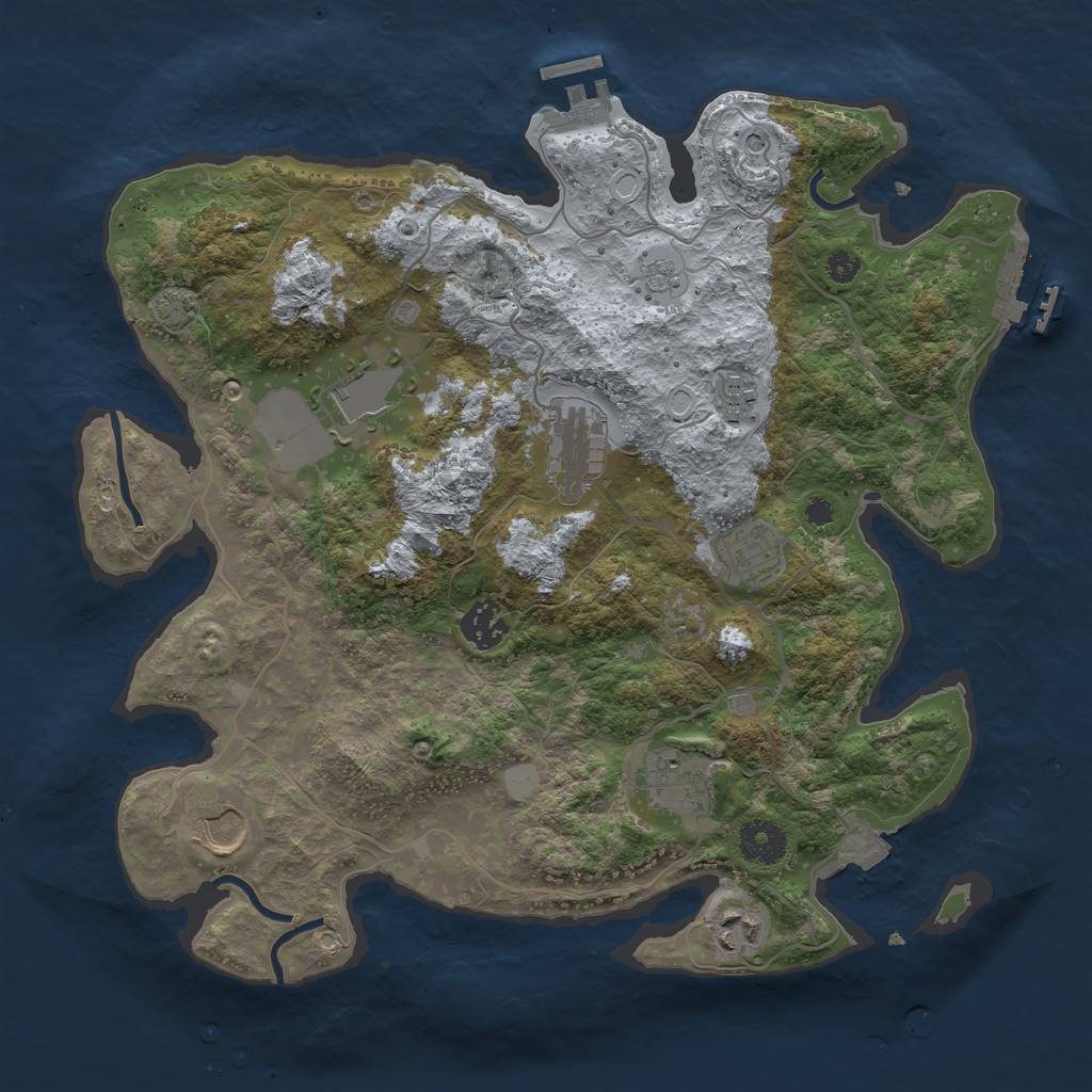 Rust Map: Procedural Map, Size: 3500, Seed: 21963712, 16 Monuments