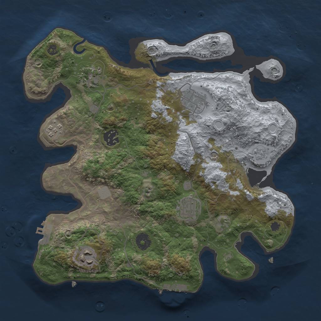 Rust Map: Procedural Map, Size: 3000, Seed: 54271, 13 Monuments