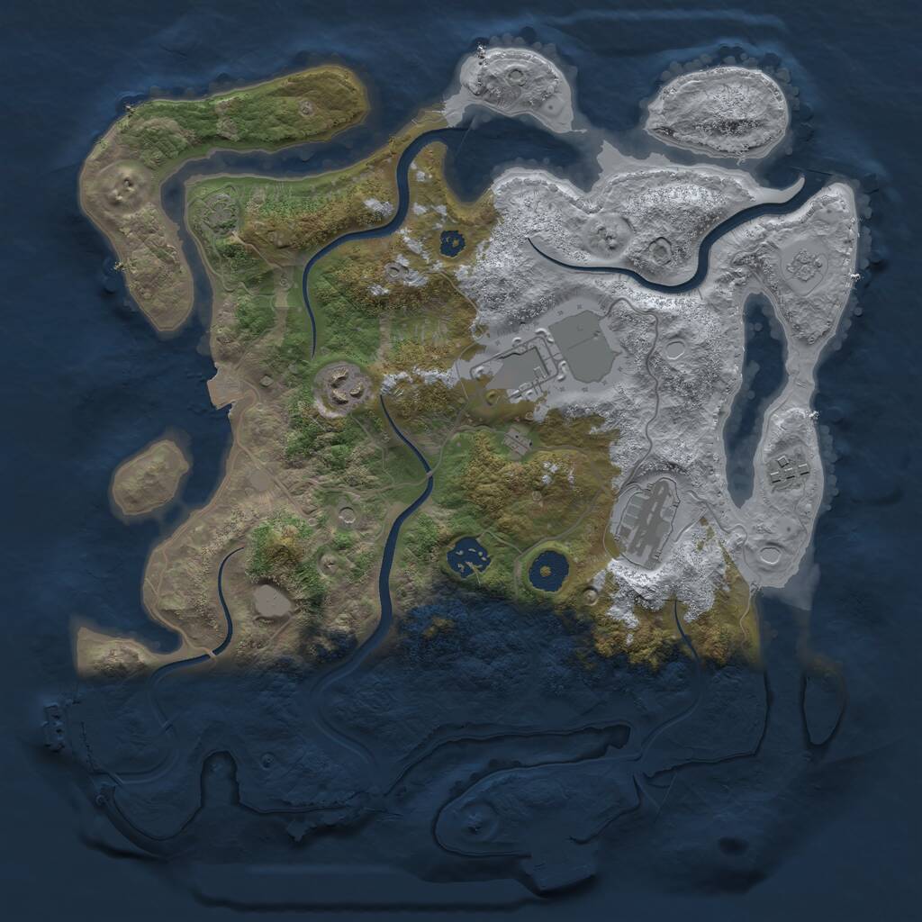 Rust Map: Procedural Map, Size: 3500, Seed: 36709320, 11 Monuments