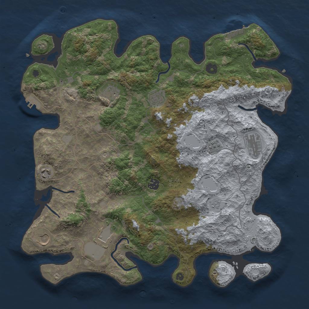 Rust Map: Procedural Map, Size: 4100, Seed: 177494, 17 Monuments