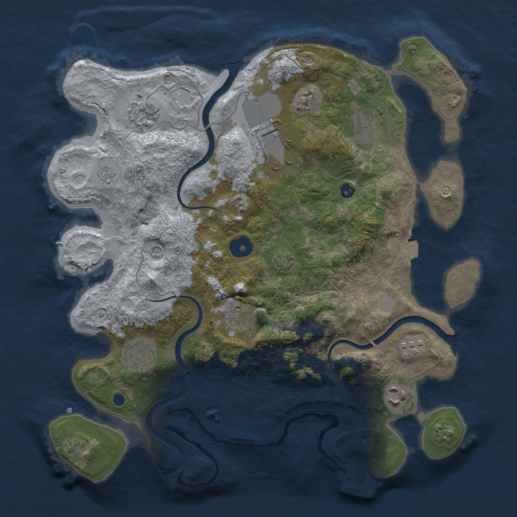 Rust Map: Procedural Map, Size: 3500, Seed: 654783, 12 Monuments
