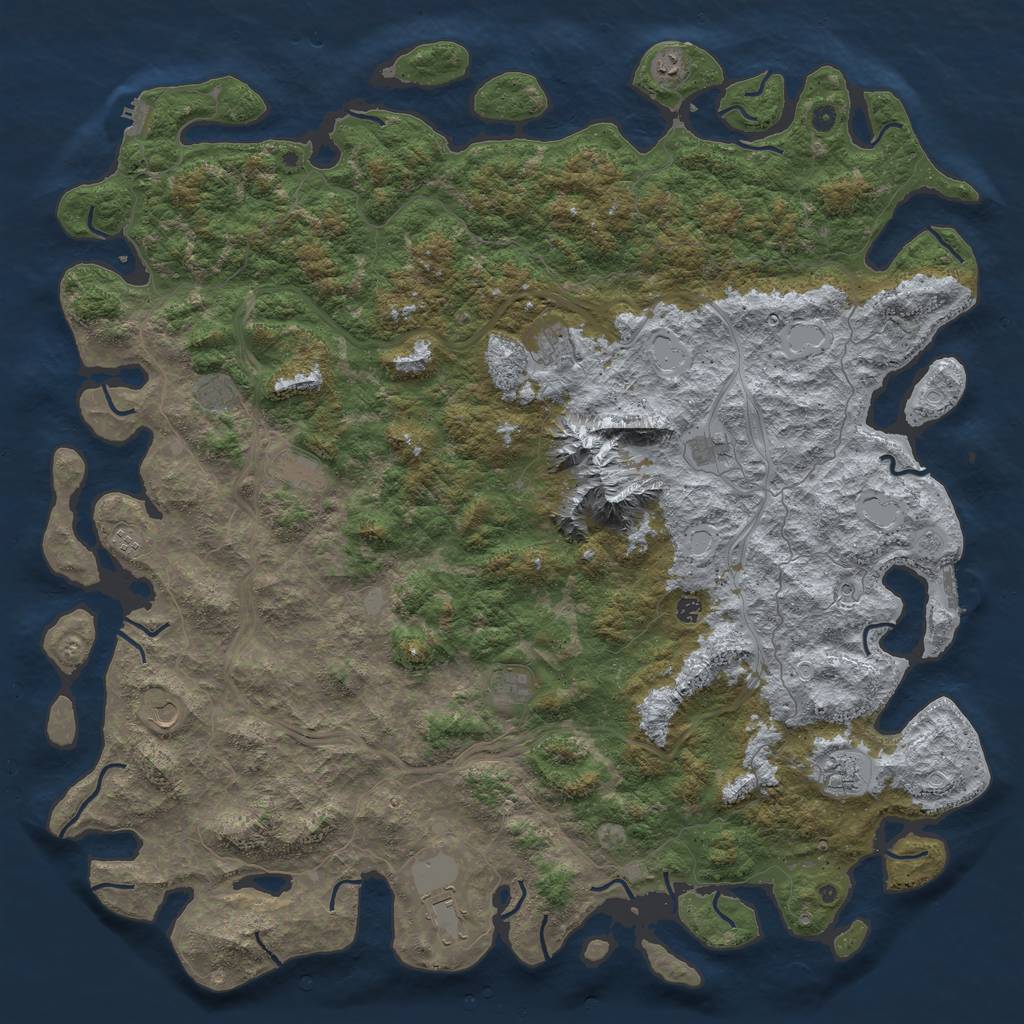 Rust Map: Procedural Map, Size: 6000, Seed: 394182213, 20 Monuments