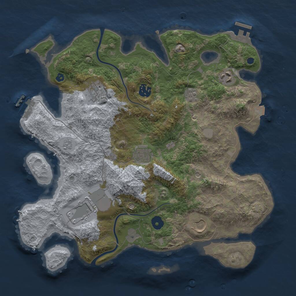 Rust Map: Procedural Map, Size: 3500, Seed: 75287360, 13 Monuments