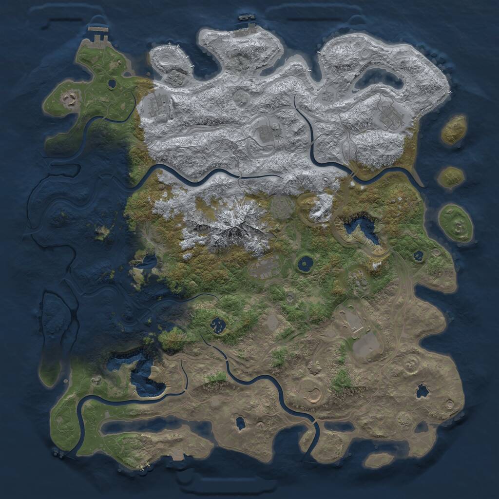Rust Map: Procedural Map, Size: 5000, Seed: 3215346, 17 Monuments