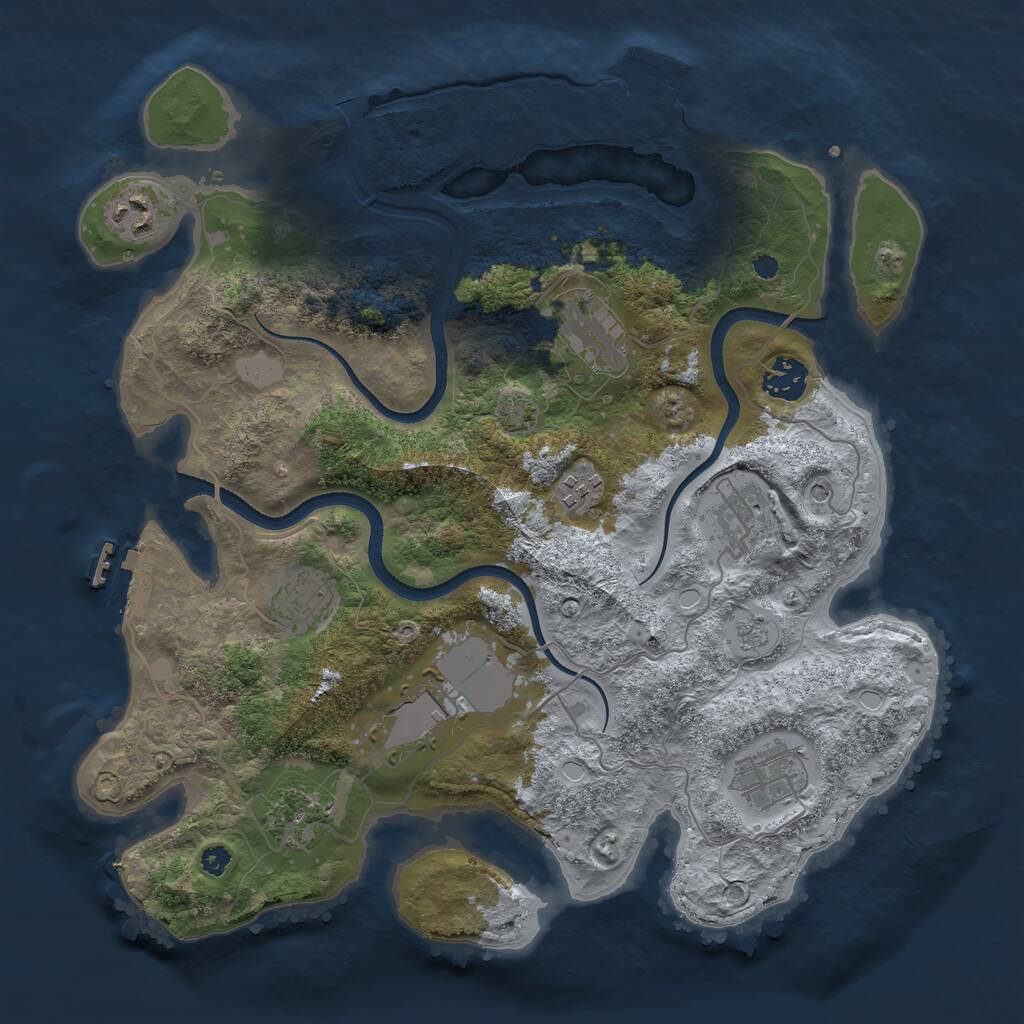 Rust Map: Procedural Map, Size: 3500, Seed: 67991300, 15 Monuments