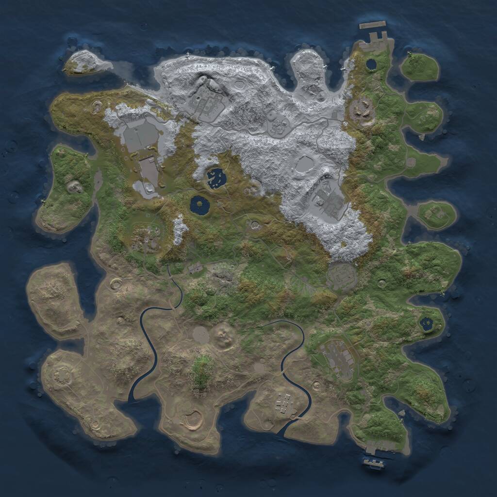 Rust Map: Procedural Map, Size: 3800, Seed: 2188491, 16 Monuments