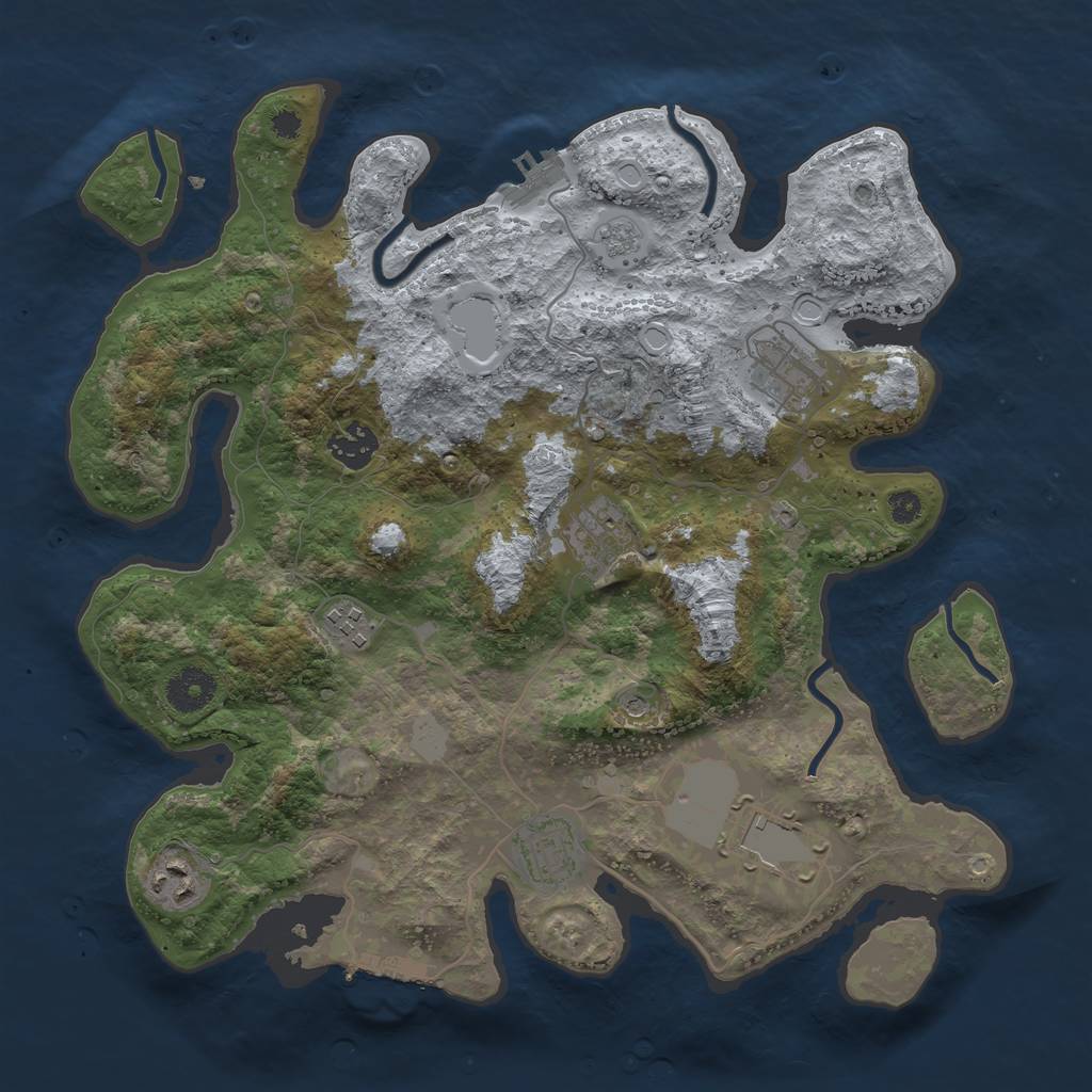 Rust Map: Procedural Map, Size: 3500, Seed: 82699437, 14 Monuments