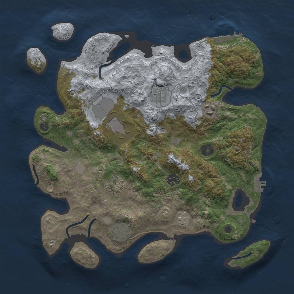 Rust Map: Procedural Map, Size: 3500, Seed: 34512238, 16 Monuments