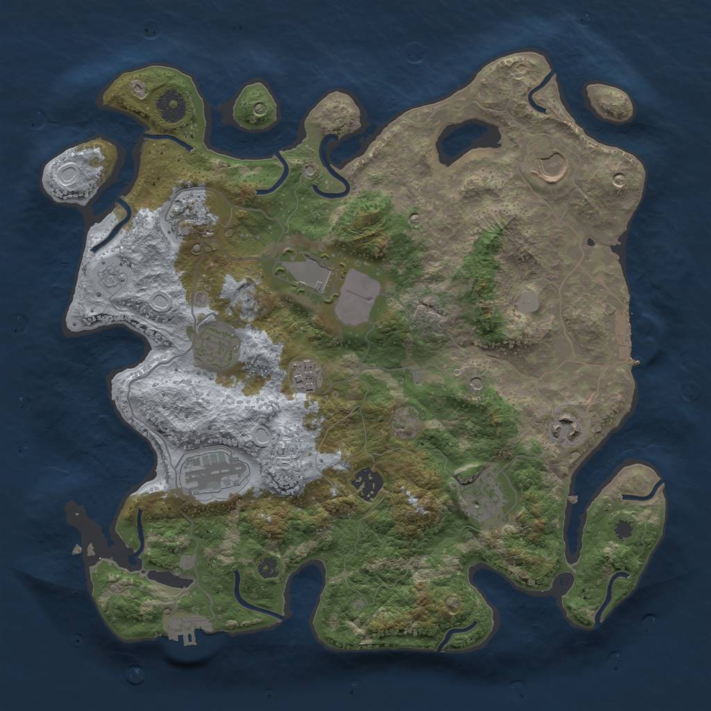Rust Map: Procedural Map, Size: 3500, Seed: 55447555, 16 Monuments