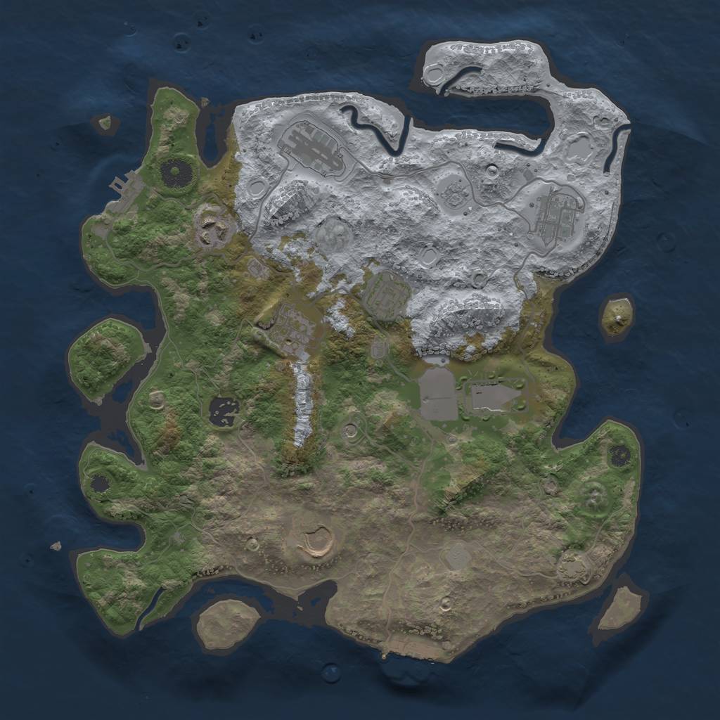 Rust Map: Procedural Map, Size: 3501, Seed: 13825, 15 Monuments