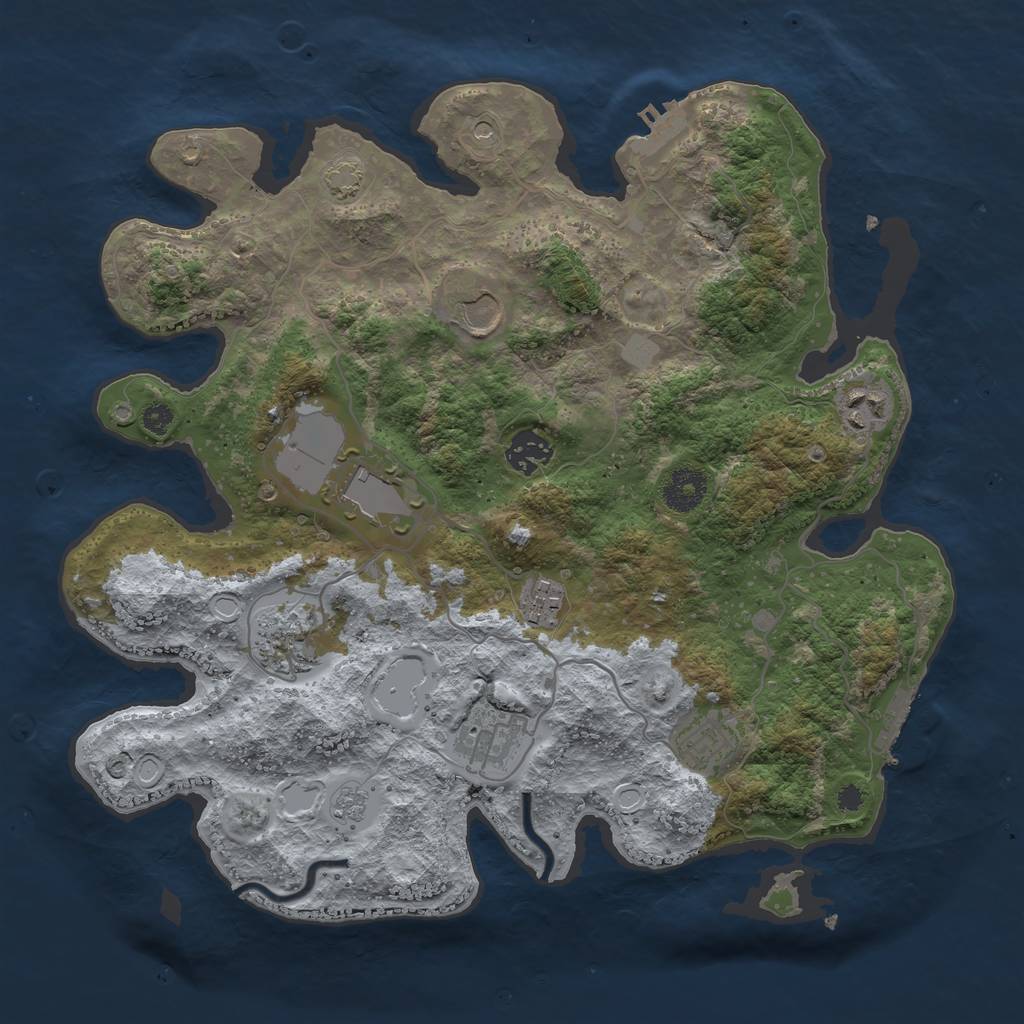 Rust Map: Procedural Map, Size: 3500, Seed: 31920563, 16 Monuments