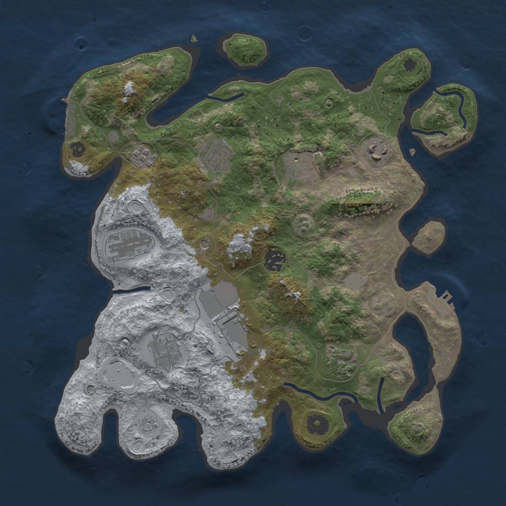 Rust Map: Procedural Map, Size: 3500, Seed: 990232192, 18 Monuments