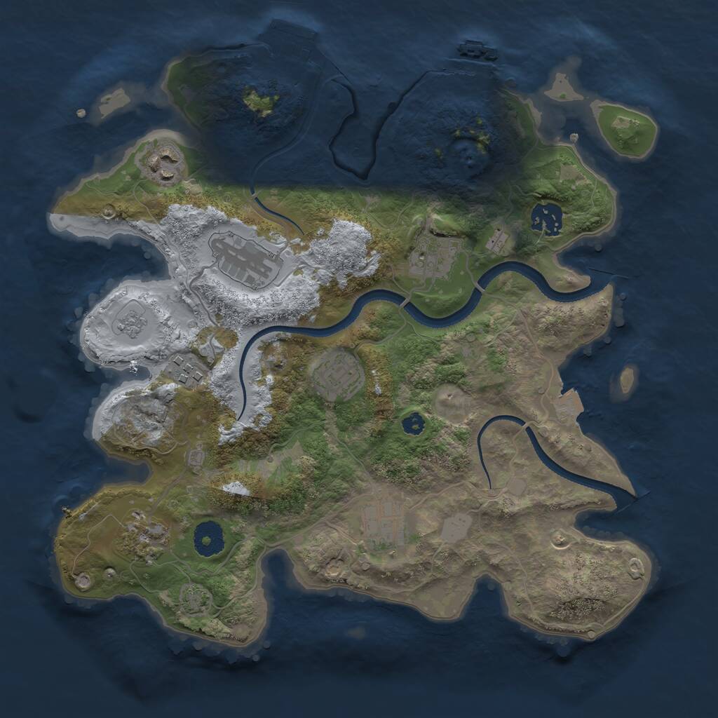 Rust Map: Procedural Map, Size: 3250, Seed: 303560073, 13 Monuments