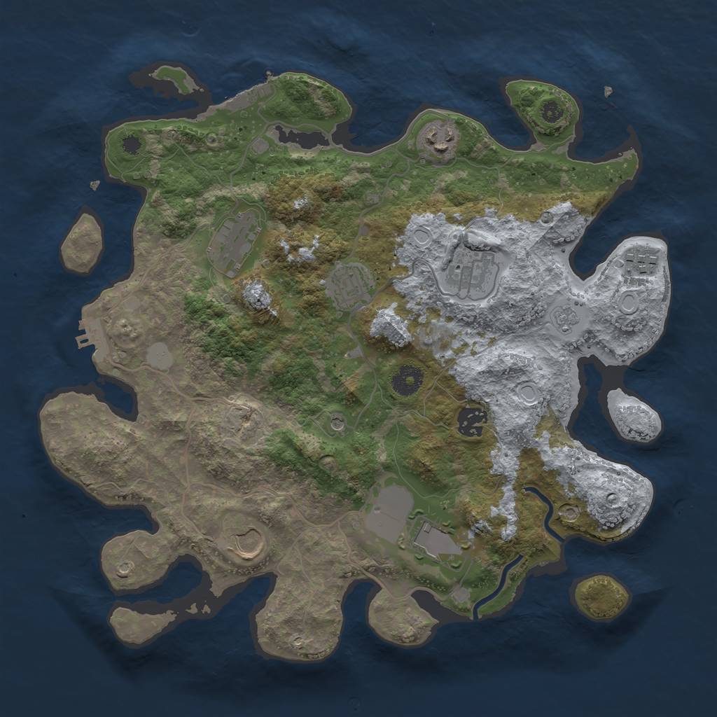 Rust Map: Procedural Map, Size: 3500, Seed: 9666469, 17 Monuments