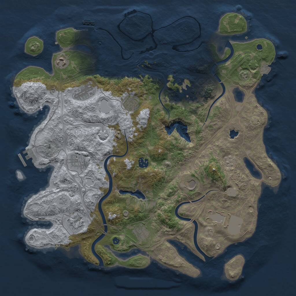 Rust Map: Procedural Map, Size: 4250, Seed: 279001580, 17 Monuments