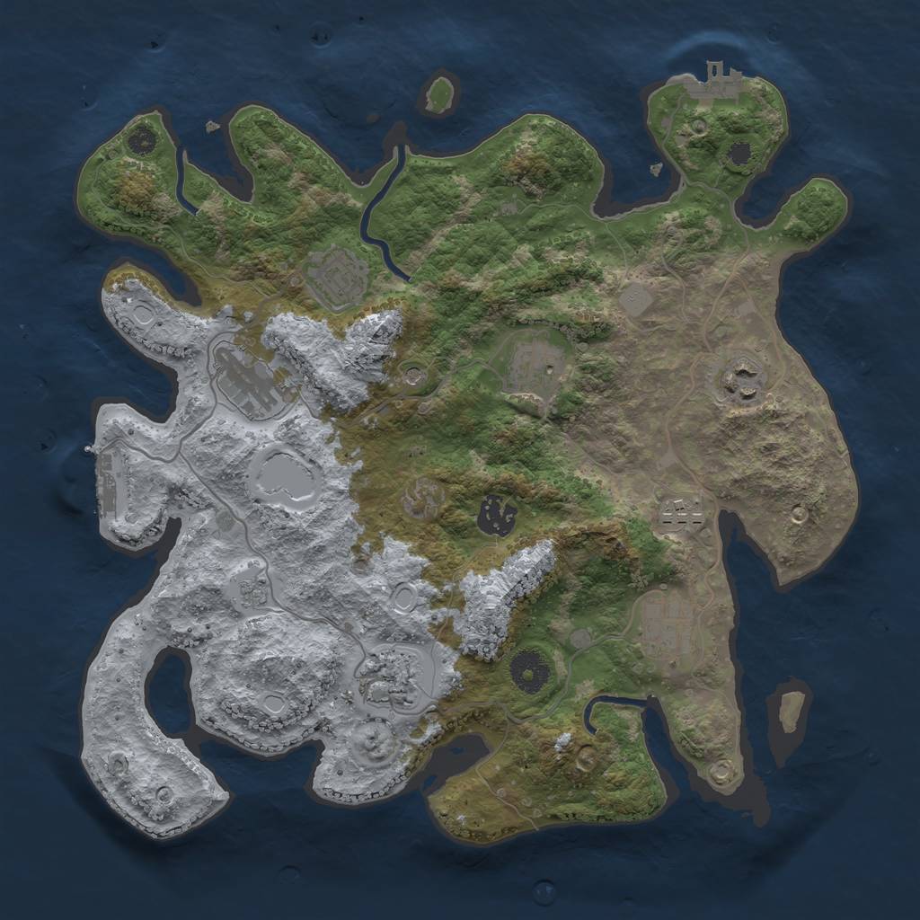 Rust Map: Procedural Map, Size: 3456, Seed: 484260019, 15 Monuments