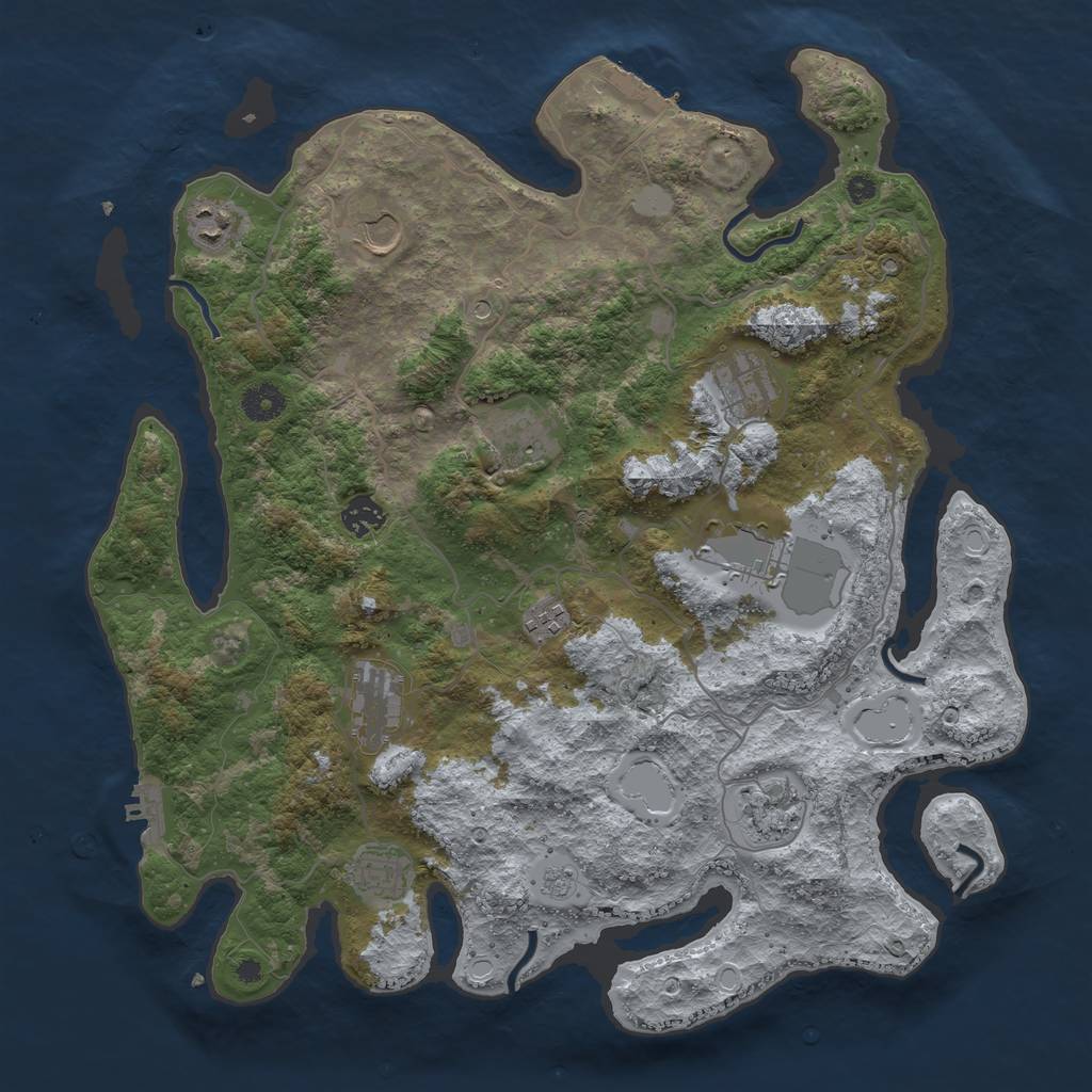 Rust Map: Procedural Map, Size: 4000, Seed: 823658121, 17 Monuments