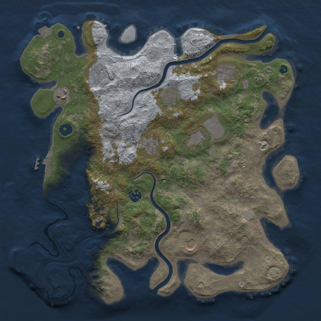 Rust Map: Procedural Map, Size: 3900, Seed: 81786, 15 Monuments