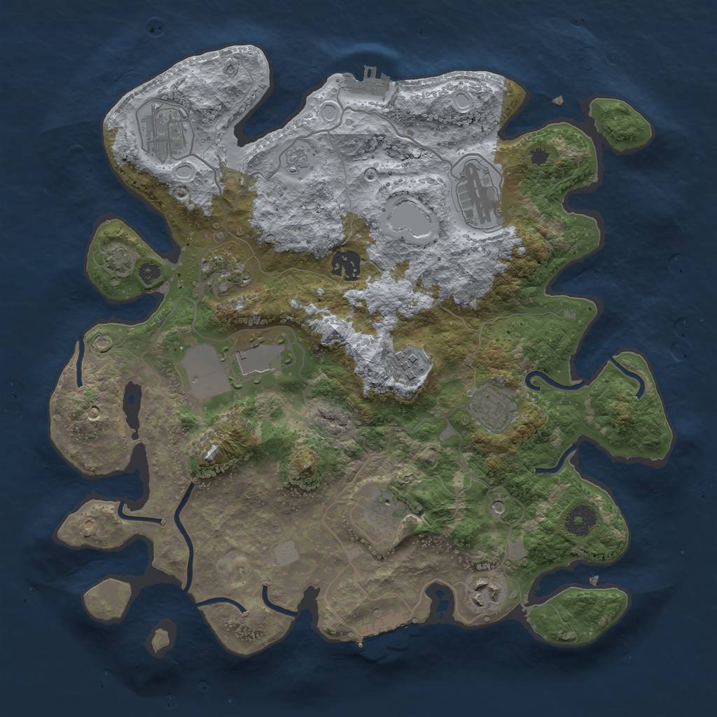 Rust Map: Procedural Map, Size: 3500, Seed: 42972155, 17 Monuments