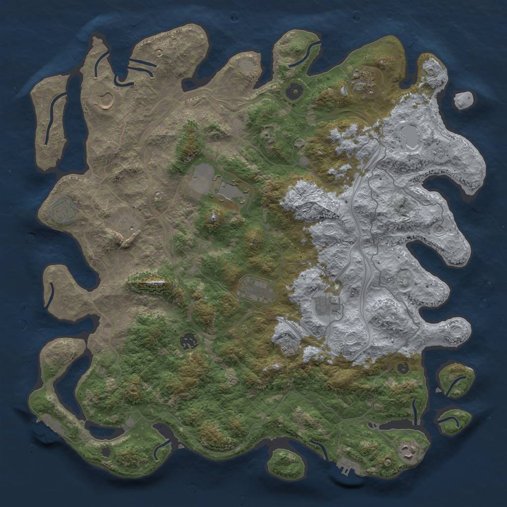 Rust Map: Procedural Map, Size: 4500, Seed: 1444156831, 17 Monuments