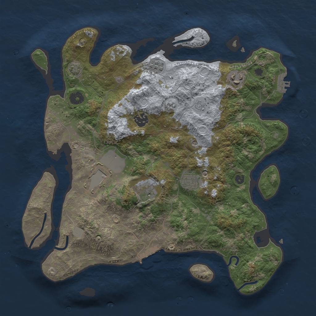 Rust Map: Procedural Map, Size: 3500, Seed: 13613619, 14 Monuments