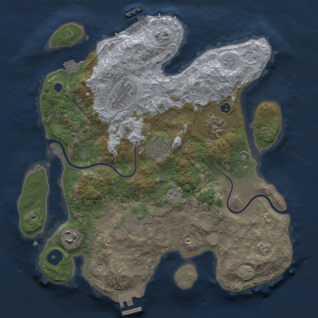 Rust Map: Procedural Map, Size: 3200, Seed: 103, 12 Monuments