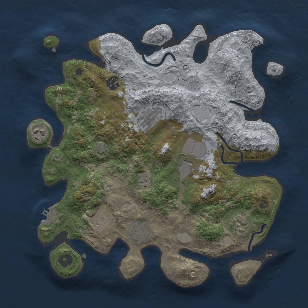 Rust Map: Procedural Map, Size: 3500, Seed: 912537773, 14 Monuments