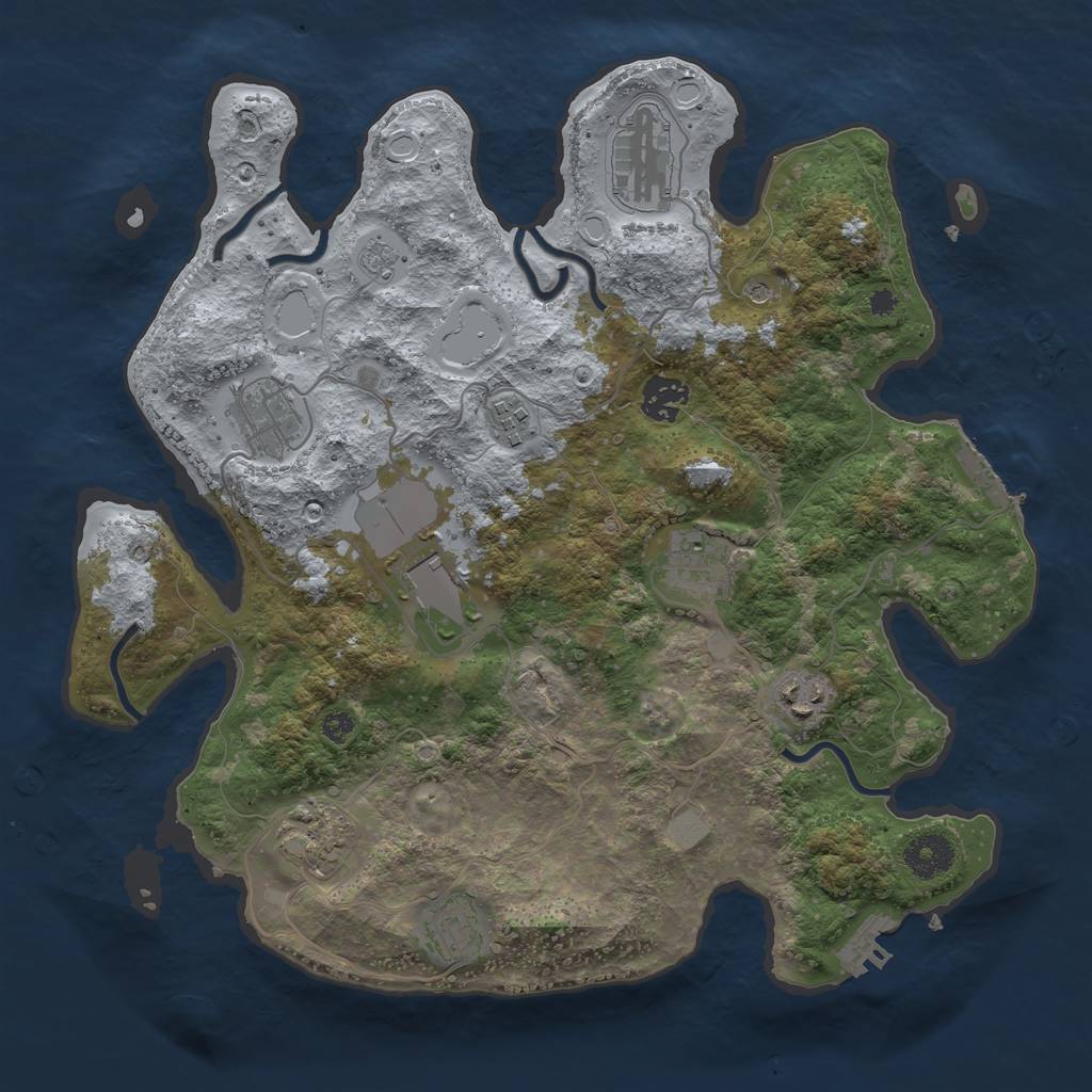 Rust Map: Procedural Map, Size: 3500, Seed: 43058657, 18 Monuments