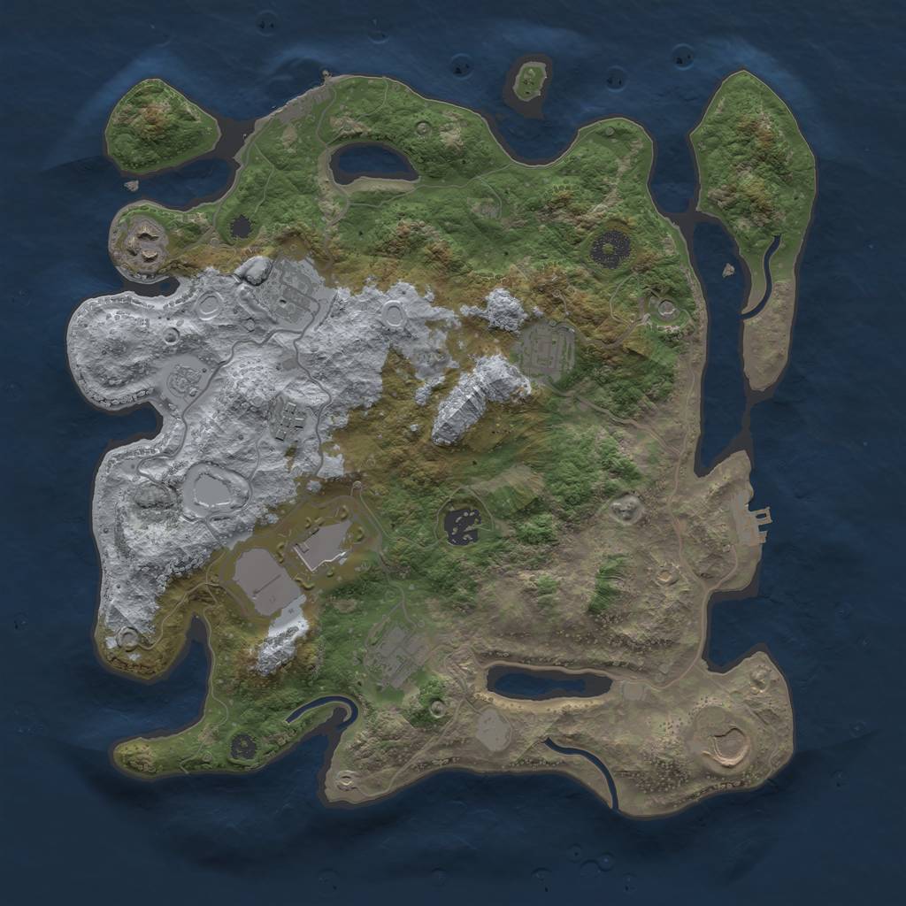 Rust Map: Procedural Map, Size: 3500, Seed: 42313578, 15 Monuments