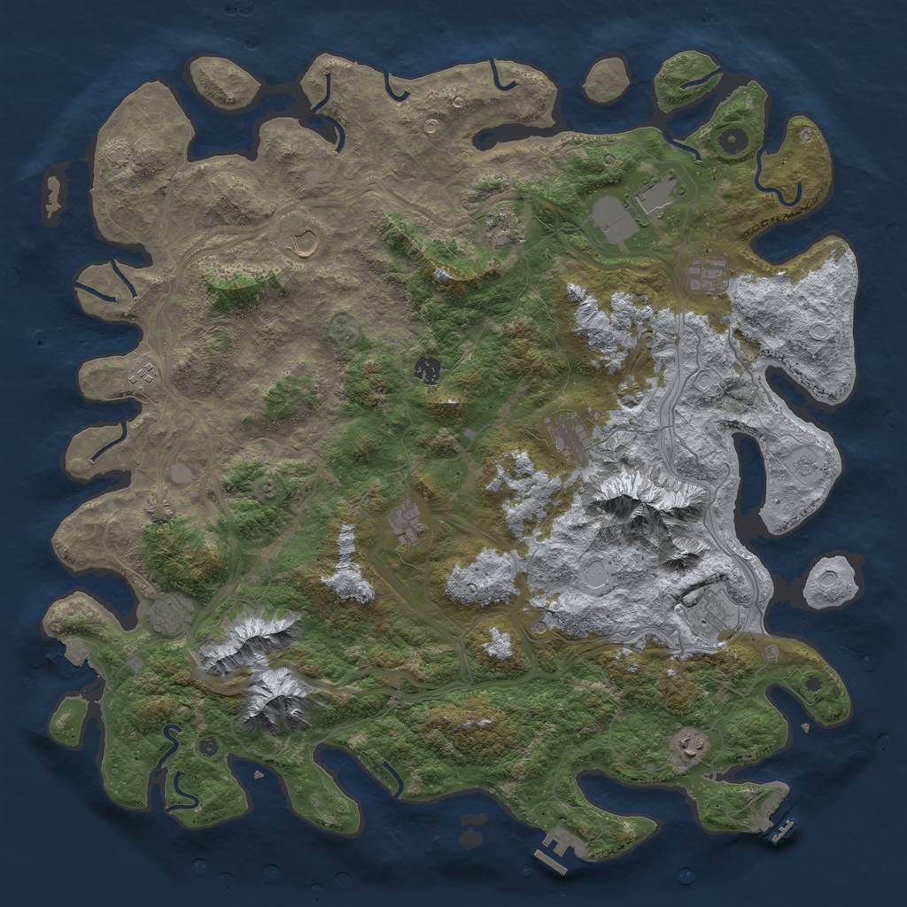 Rust Map: Procedural Map, Size: 5000, Seed: 1733947562, 19 Monuments