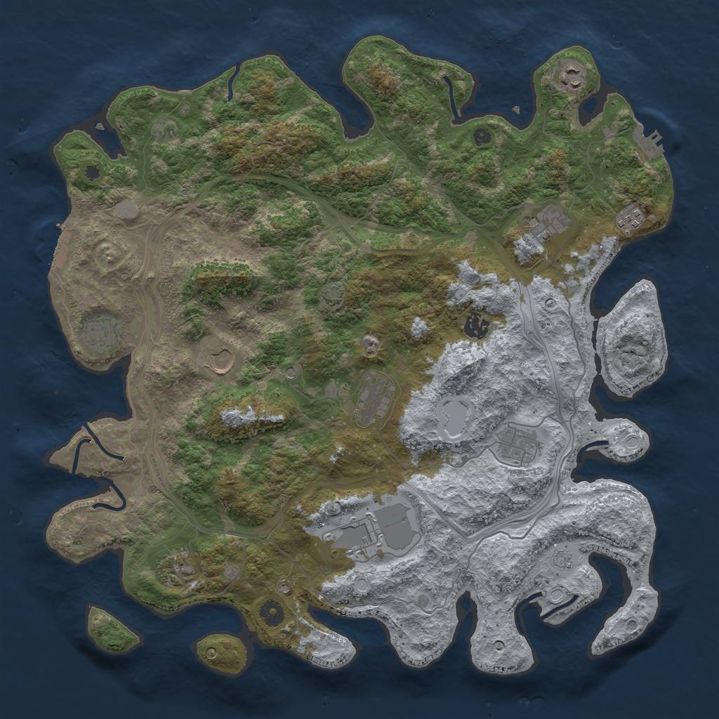 Rust Map: Procedural Map, Size: 4300, Seed: 47020010, 18 Monuments