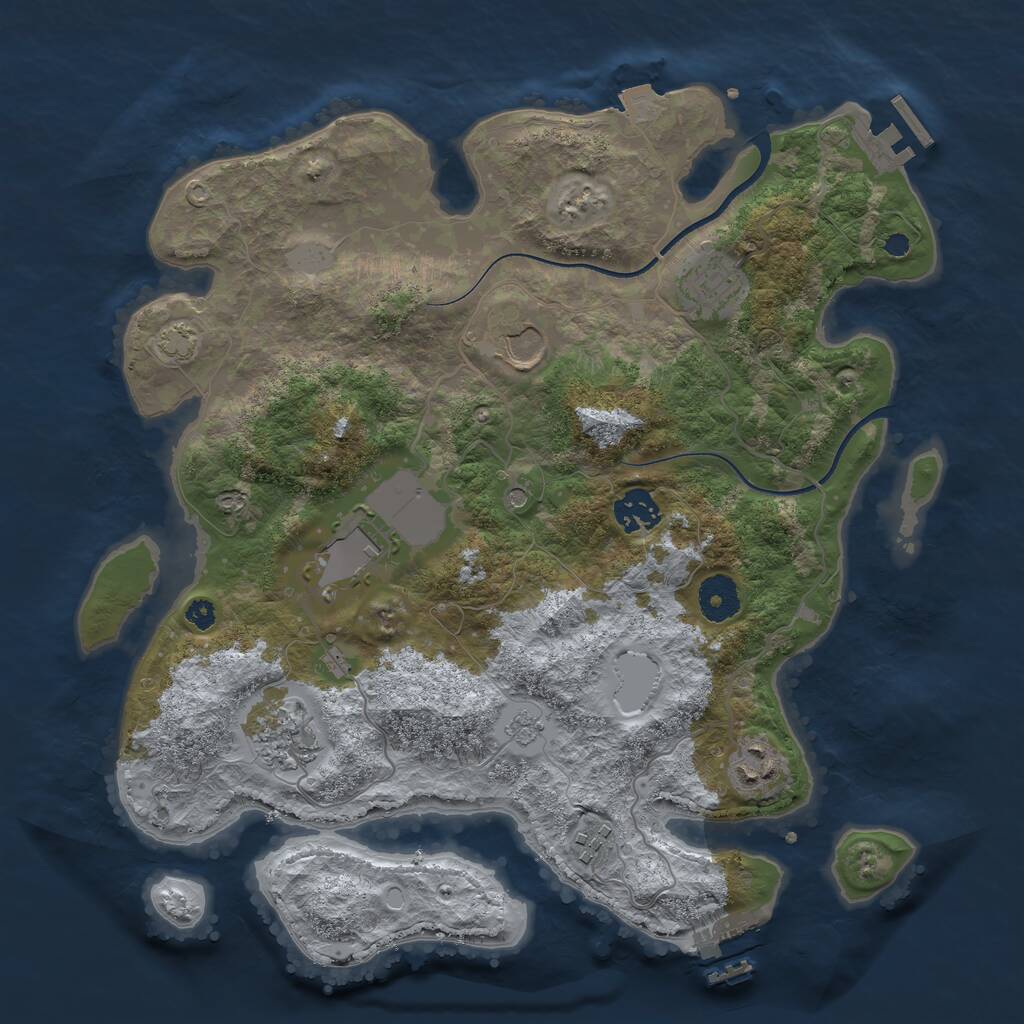 Rust Map: Procedural Map, Size: 3500, Seed: 66342812, 13 Monuments