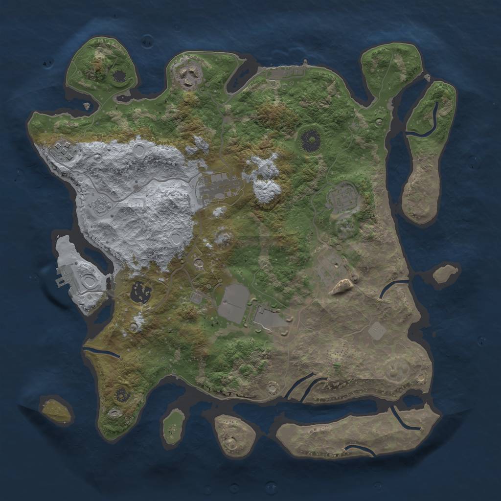 Rust Map: Procedural Map, Size: 3500, Seed: 5826, 16 Monuments