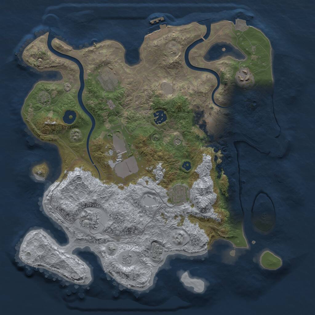 Rust Map: Procedural Map, Size: 3500, Seed: 4850643, 14 Monuments