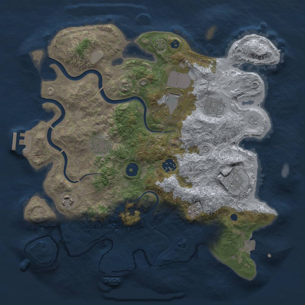 Rust Map: Procedural Map, Size: 3500, Seed: 19861104, 13 Monuments