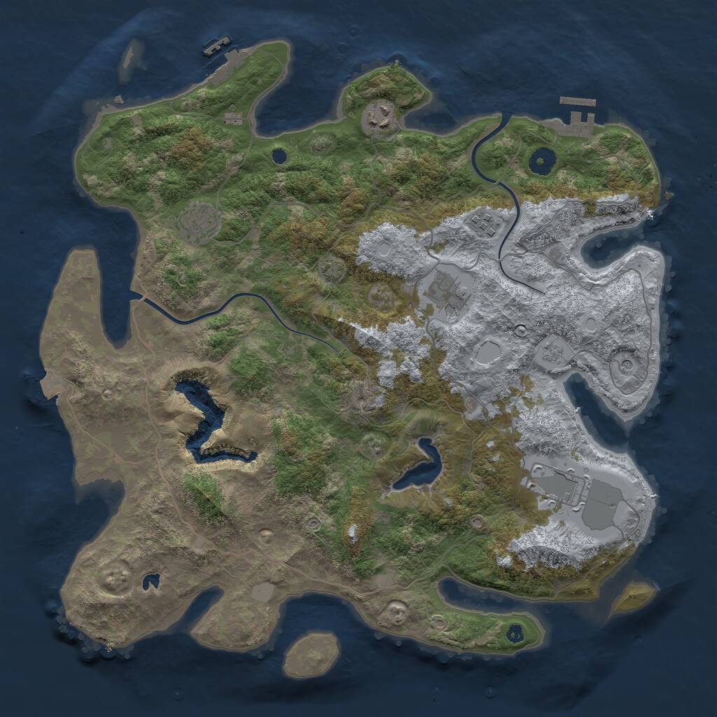 Rust Map: Procedural Map, Size: 4000, Seed: 808243251, 11 Monuments