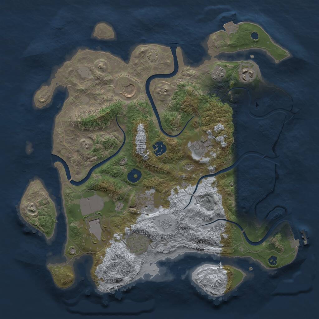 Rust Map: Procedural Map, Size: 3500, Seed: 96648774, 13 Monuments