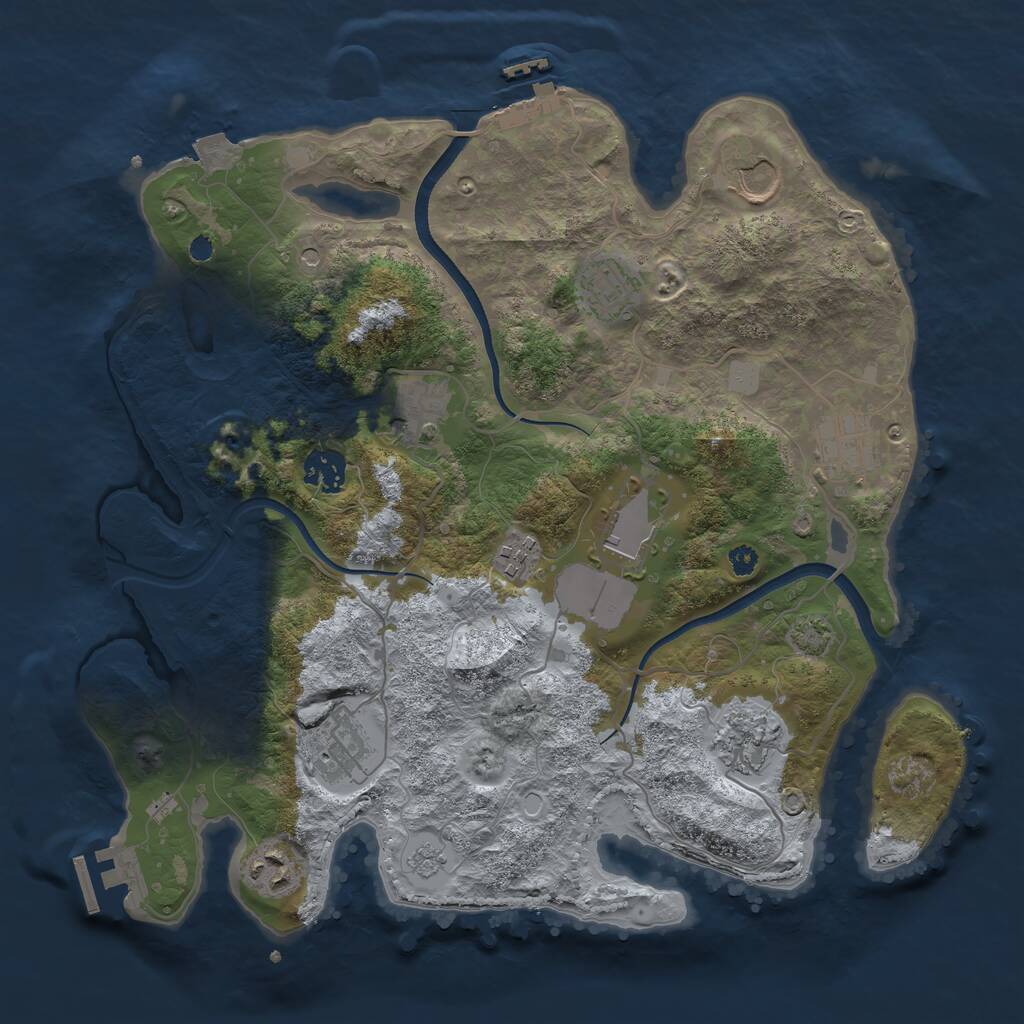 Rust Map: Procedural Map, Size: 3500, Seed: 517544171, 16 Monuments