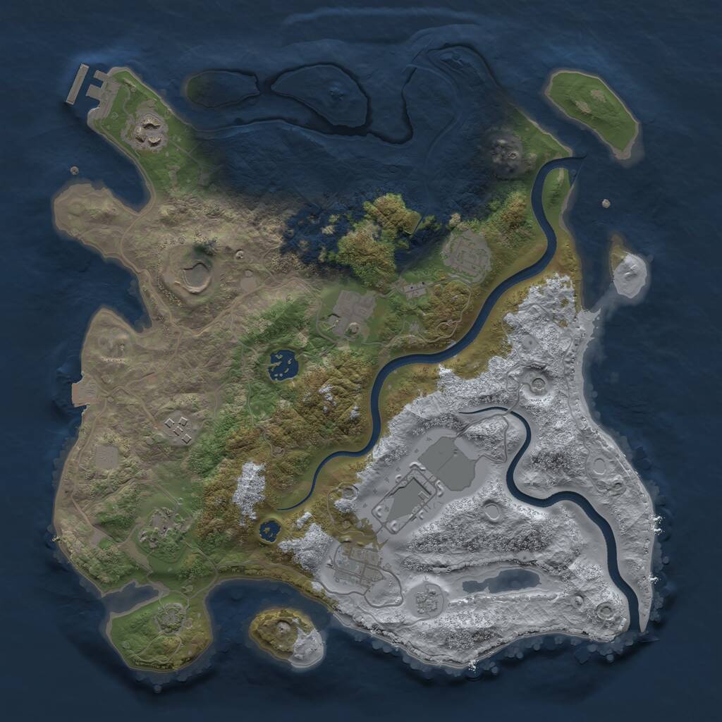 Rust Map: Procedural Map, Size: 3500, Seed: 73663667, 14 Monuments