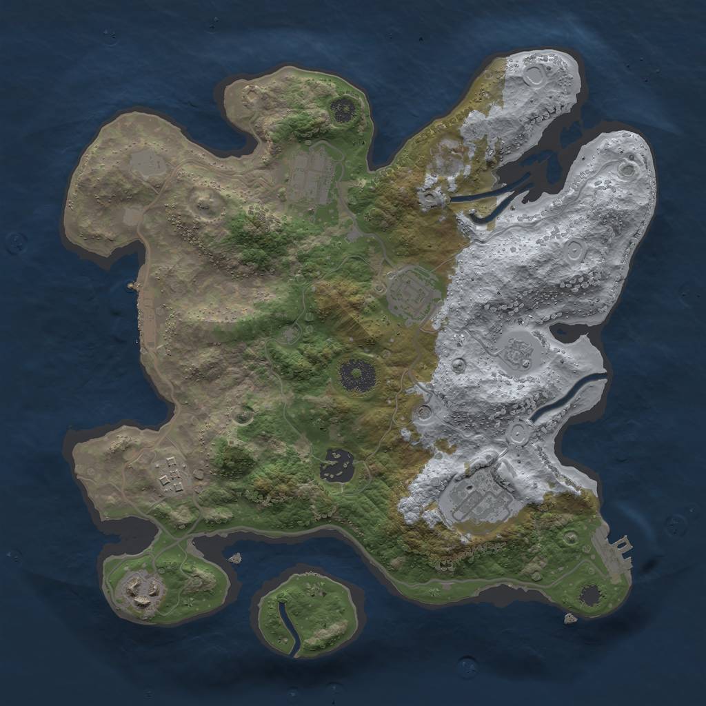 Rust Map: Procedural Map, Size: 3000, Seed: 5987657, 13 Monuments