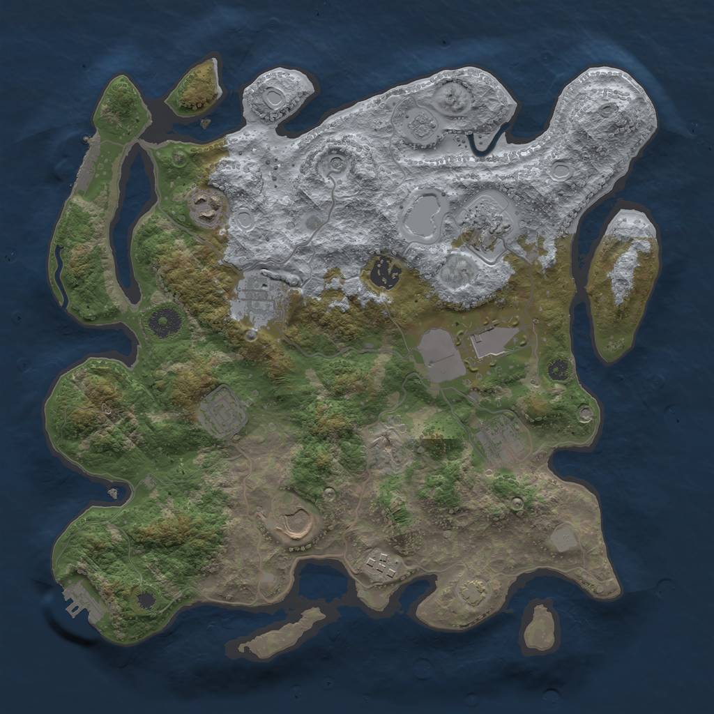 Rust Map: Procedural Map, Size: 3500, Seed: 81639909, 17 Monuments