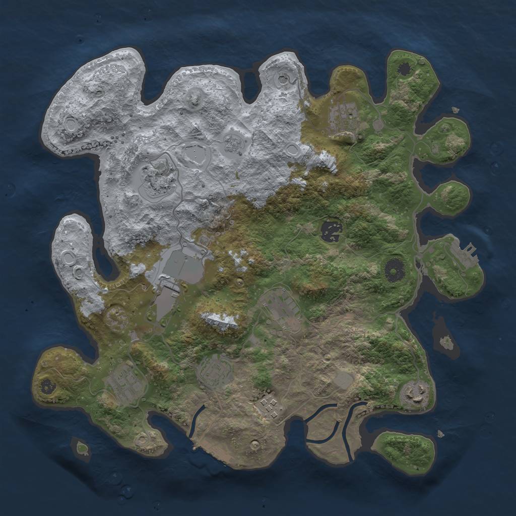 Rust Map: Procedural Map, Size: 3500, Seed: 596175484, 18 Monuments
