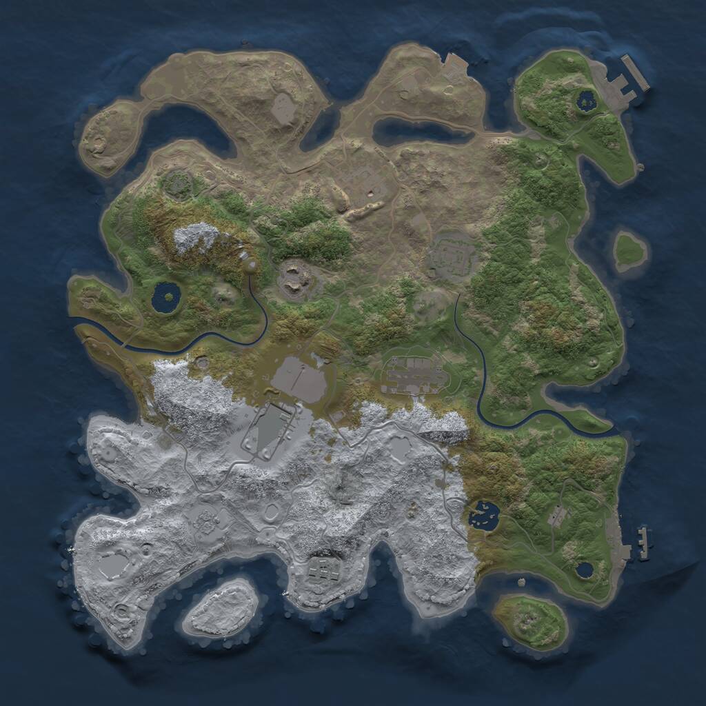 Rust Map: Procedural Map, Size: 3500, Seed: 497324794, 12 Monuments